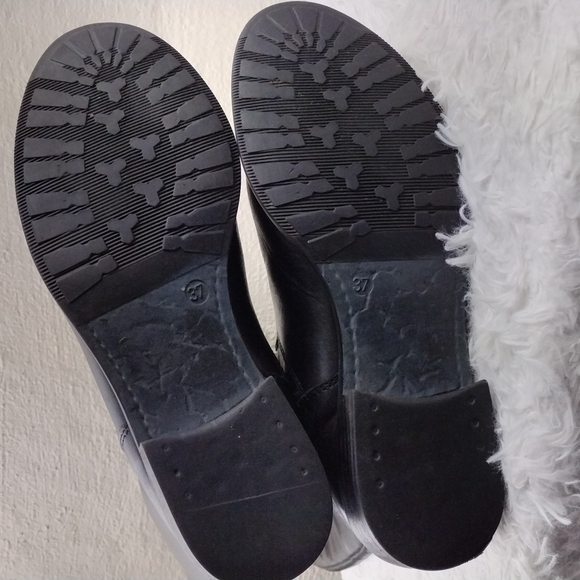 Pie Libre Italian Black Leather Almond Toe Side Zipper Low Heel Casual Tall Boot - Picture 8 of 13